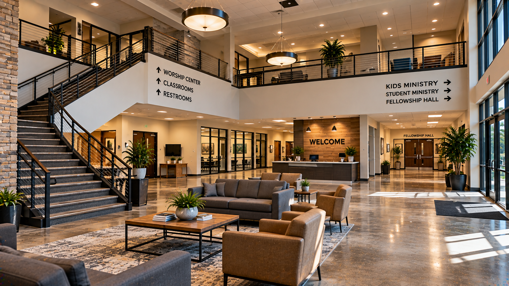 Church lobby and common gathering area