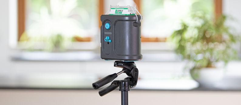 Indoor air quality sampling pump mounted on a tripod